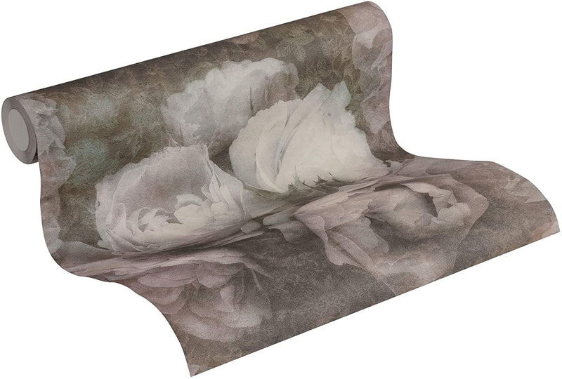 Dreamy Rose Wallpaper - Dusky Grey