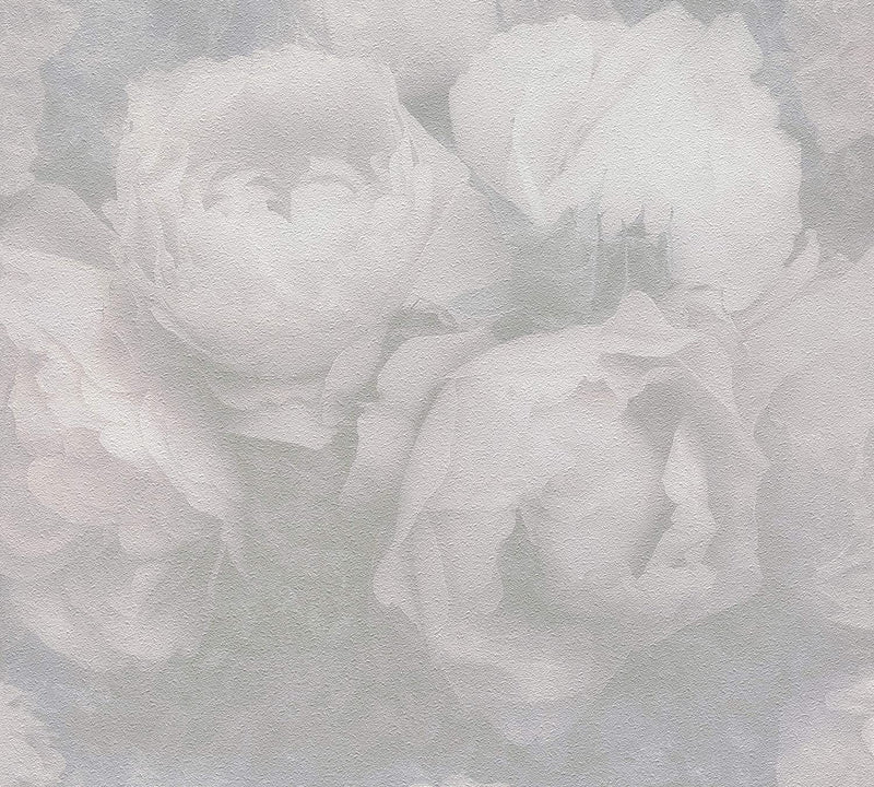 Dreamy Rose Wallpaper - Soft Grey + Lilac