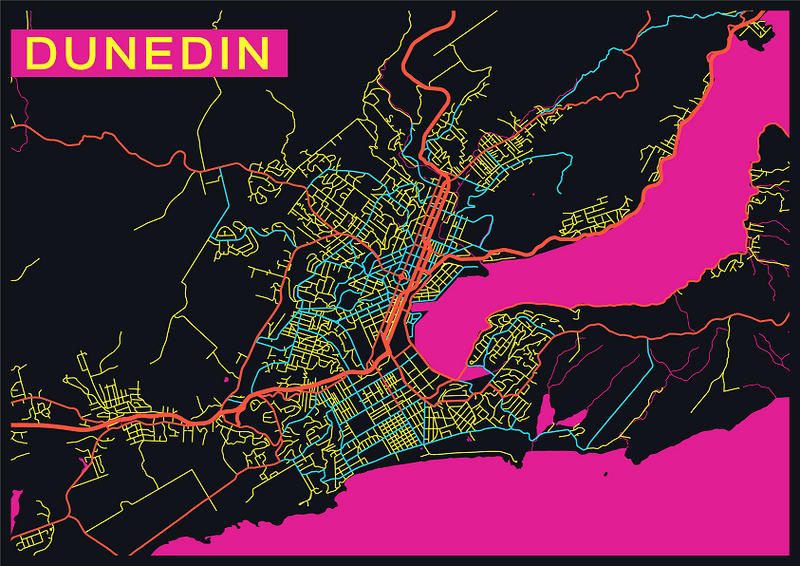 Dunedin City Map Wallpaper - Candy Style
