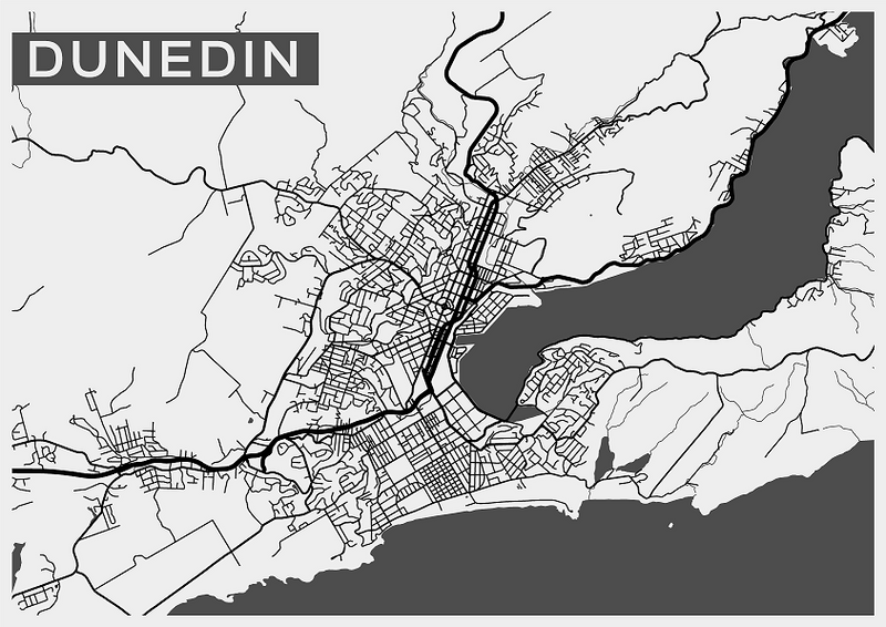 Dunedin City Map Wallpaper - Newsprint Style