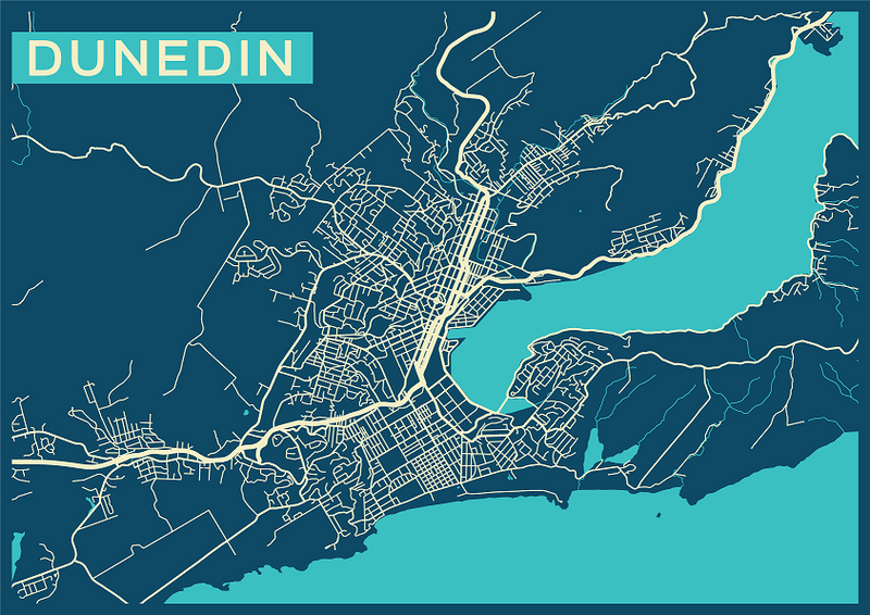 Dunedin City Map Wallpaper - Twilght Style