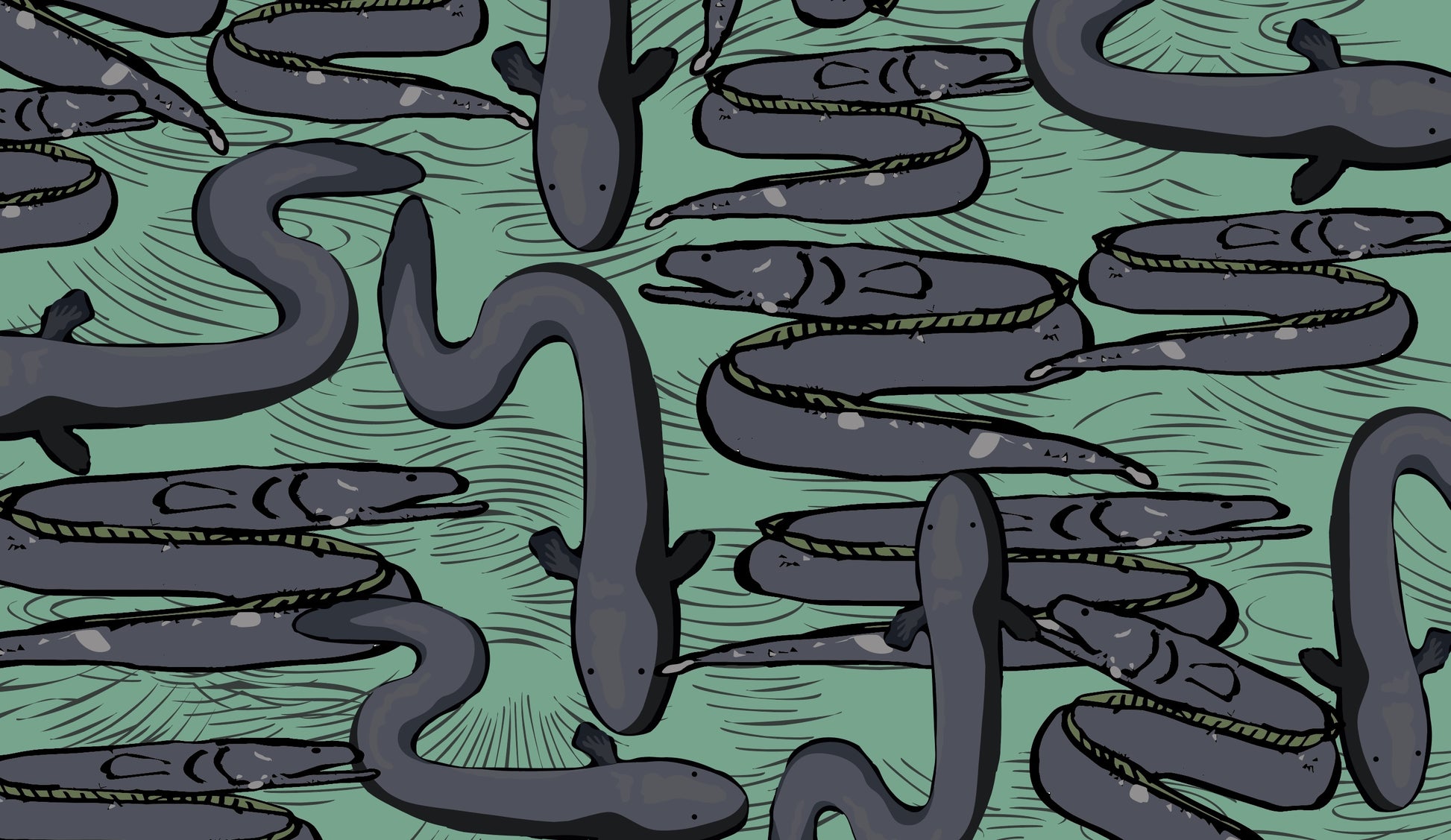 Eel Wallpaper - Green