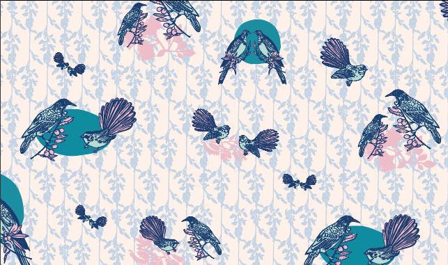 Erin's Birds - Custom Sized Wallpaper Mural (per m2)