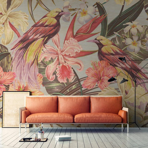 Exotic Bird Mural - Blue