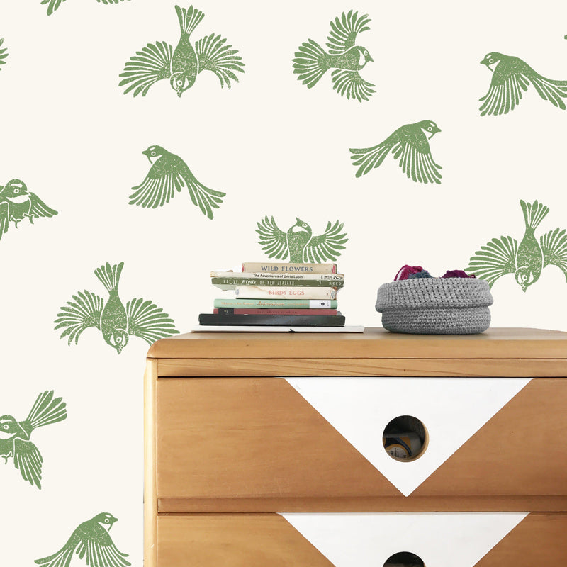 Fantail Flight Wallpaper - Custom Colours Available NZ-Wallpaper