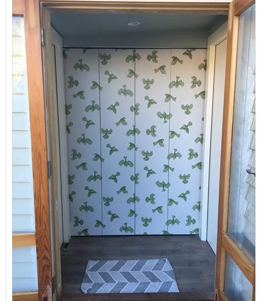 Sample - Fantail Flight Wallpaper - Emerald/White