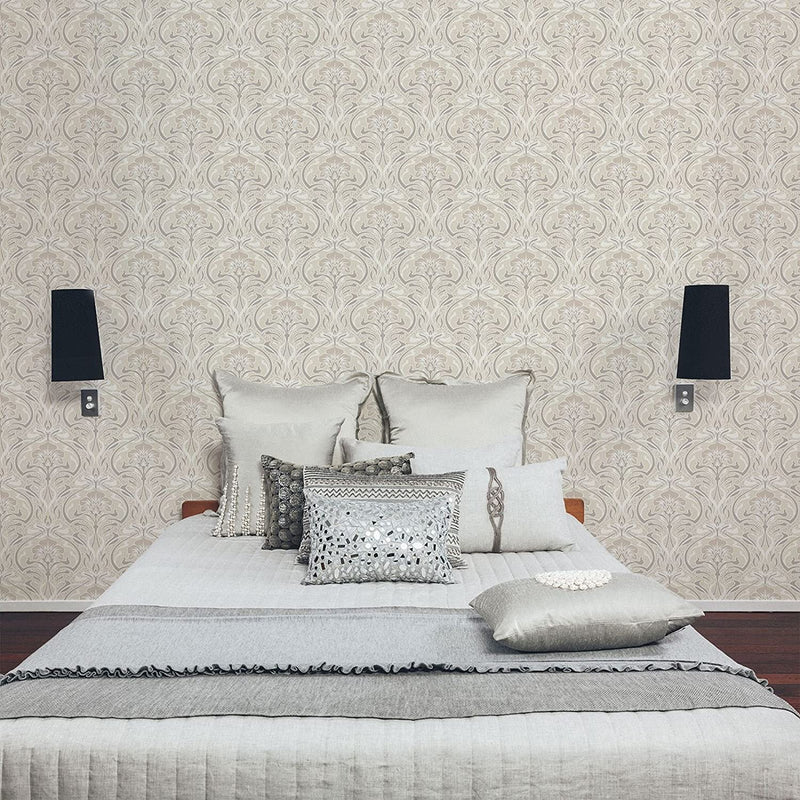 Flora Art Deco Wallpaper - Grey