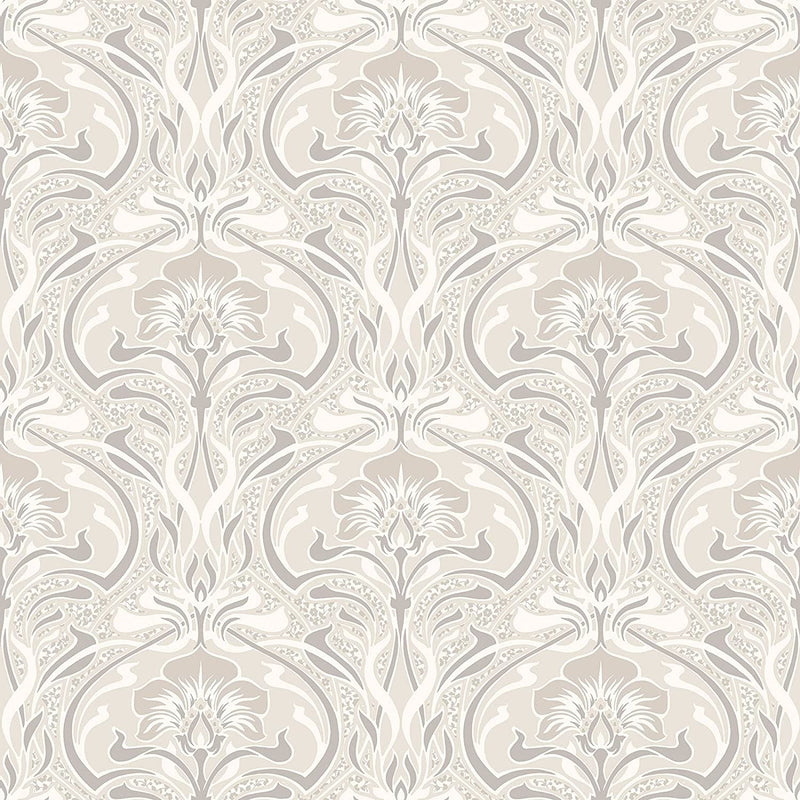 Flora Art Deco Wallpaper - Grey