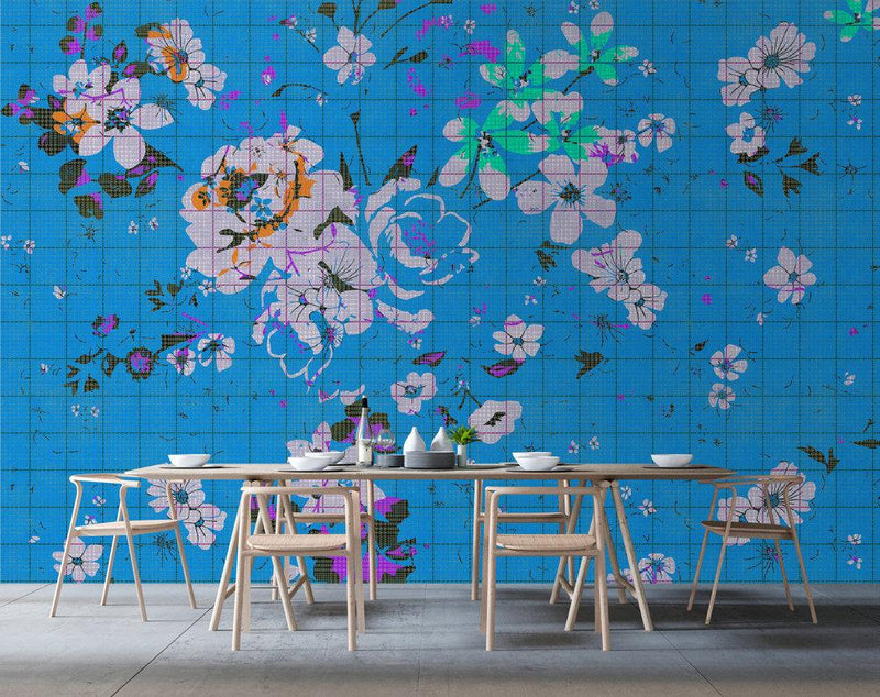 Flower Plaid 1 Mural NZ-Mural