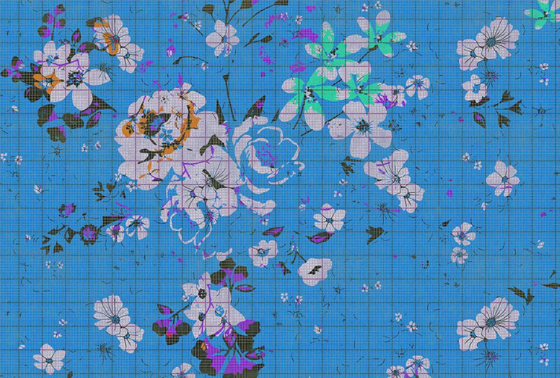 Flower Plaid 1 Mural NZ-Mural
