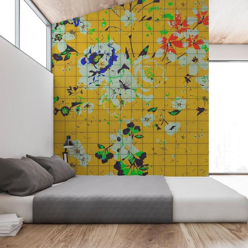 Flower Plaid 1 Mural NZ-Mural