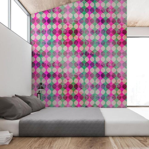 Garland Mural Wallpaper - Pink/Green