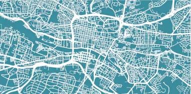 Glasgow City Map Mural Wallpaper - Blue
