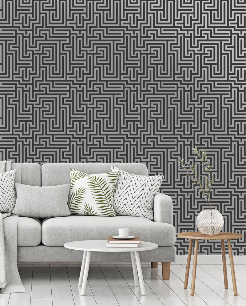Glistening Maze Wallpaper - Black