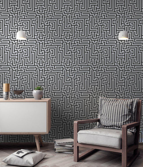 Glistening Maze Wallpaper - Black