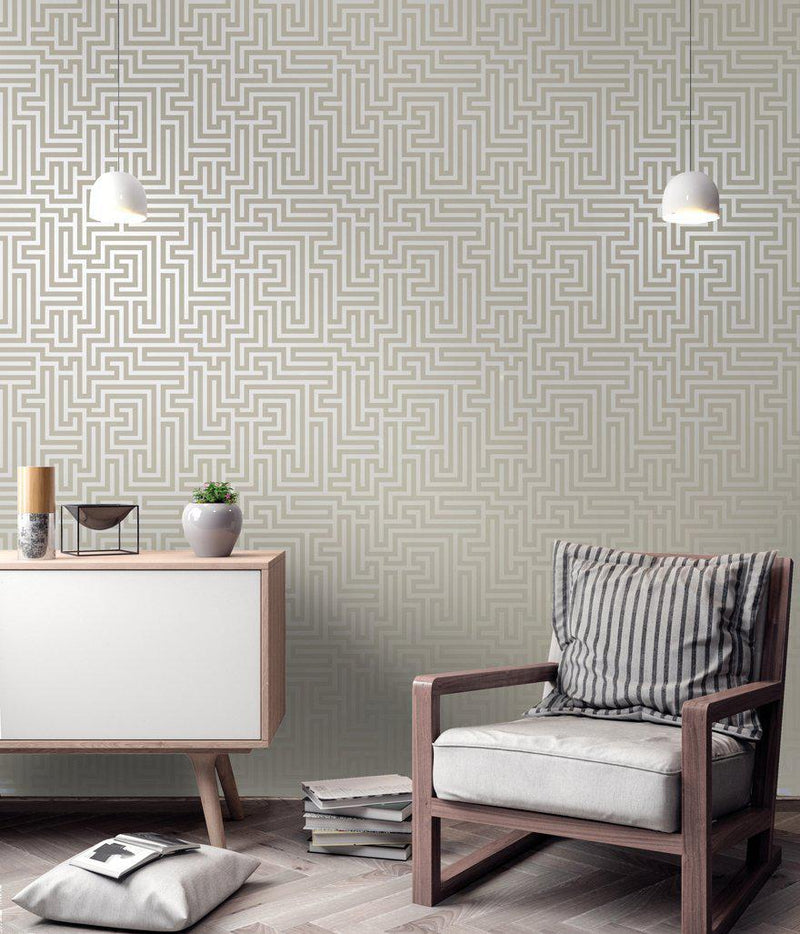 Glistening Maze Wallpaper - Grey