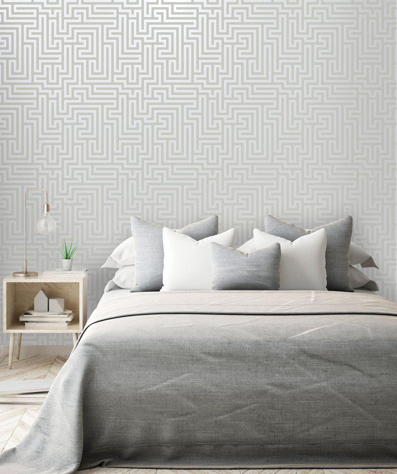 Glistening Maze Wallpaper - Grey
