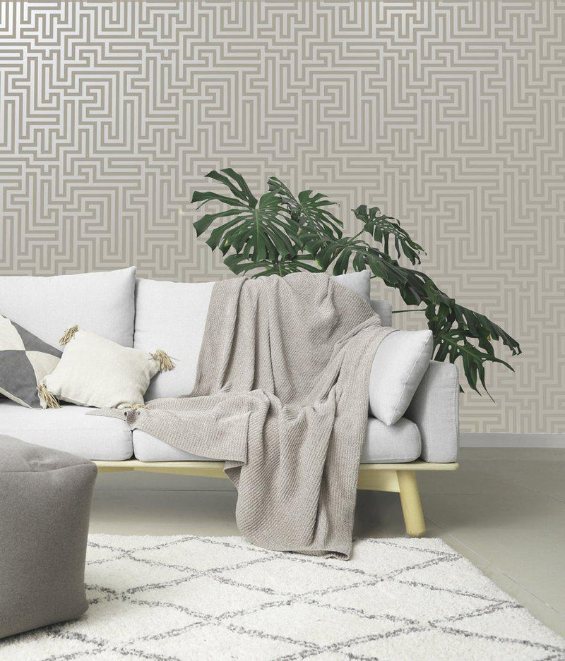 Glistening Maze Wallpaper - Grey