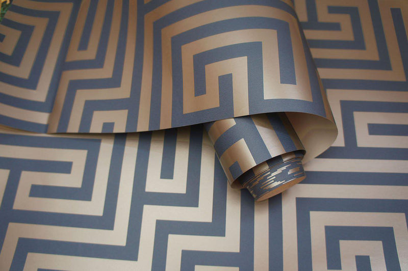 Glistening Maze Wallpaper - Navy