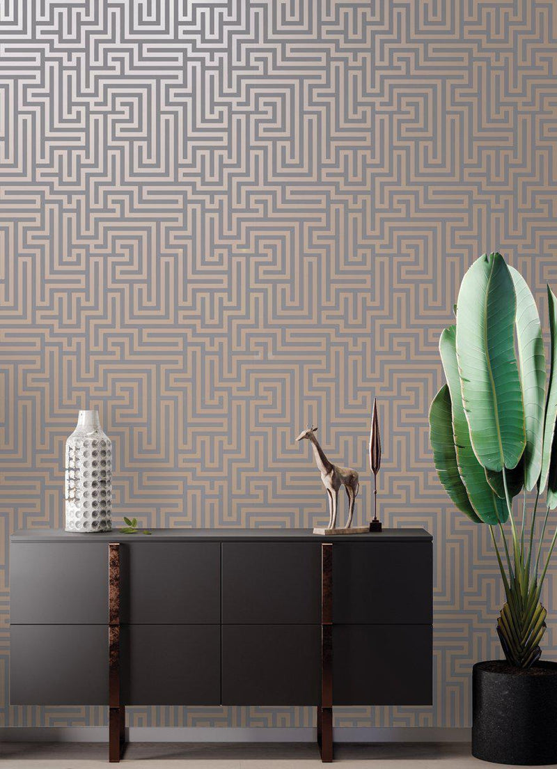 Glistening Maze Wallpaper - RoseGold