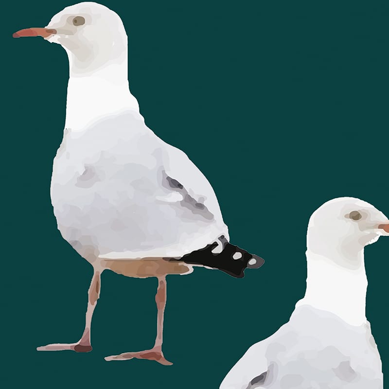 Twos Company Seagull Fabric - Jade Jewel