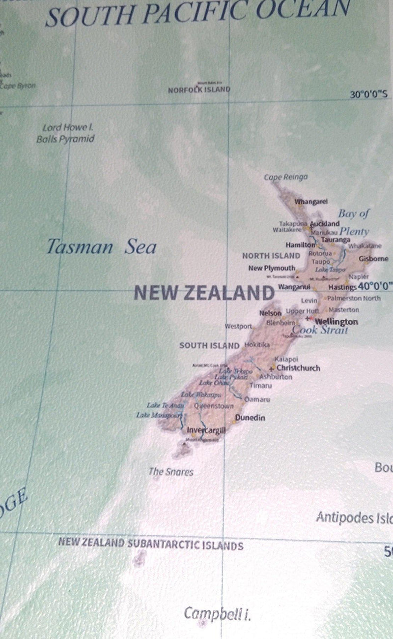 Green World Map - Detail - New Zealand