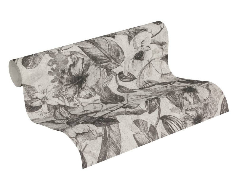 Grey Floral Wallpaper