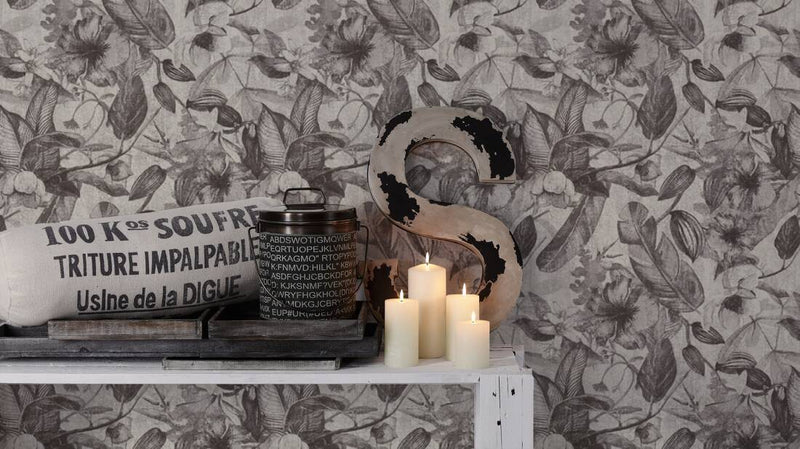 Grey Floral Wallpaper