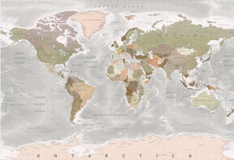 Grey/Sepia World Map Wallpaper