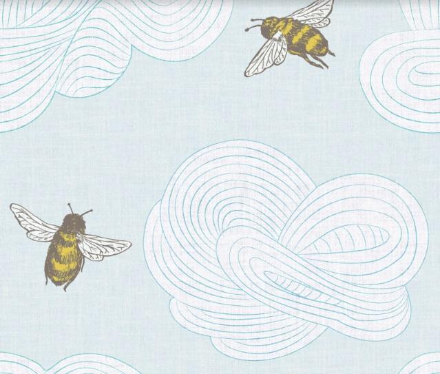 Hairy Bee Wallpaper - Baby Blue