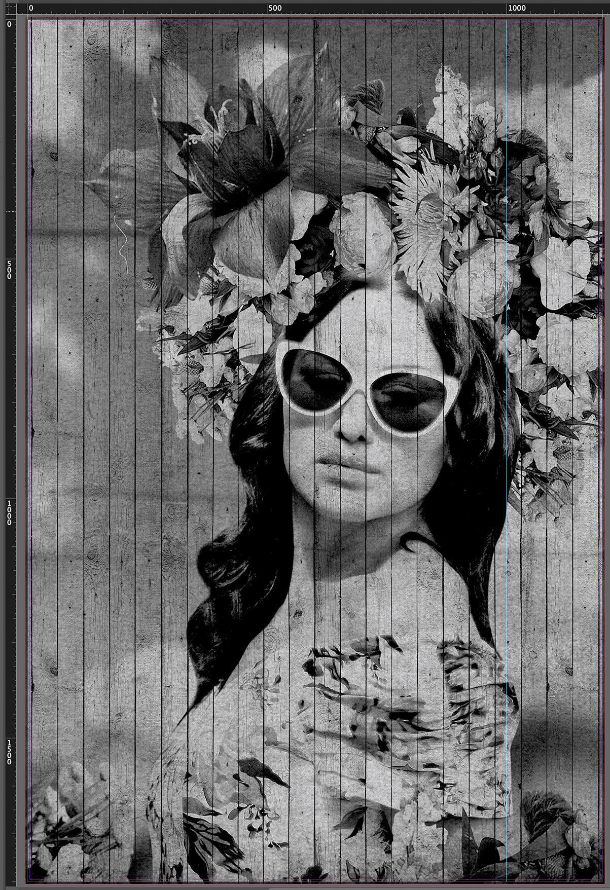 Havana Custom Mural in Black and White