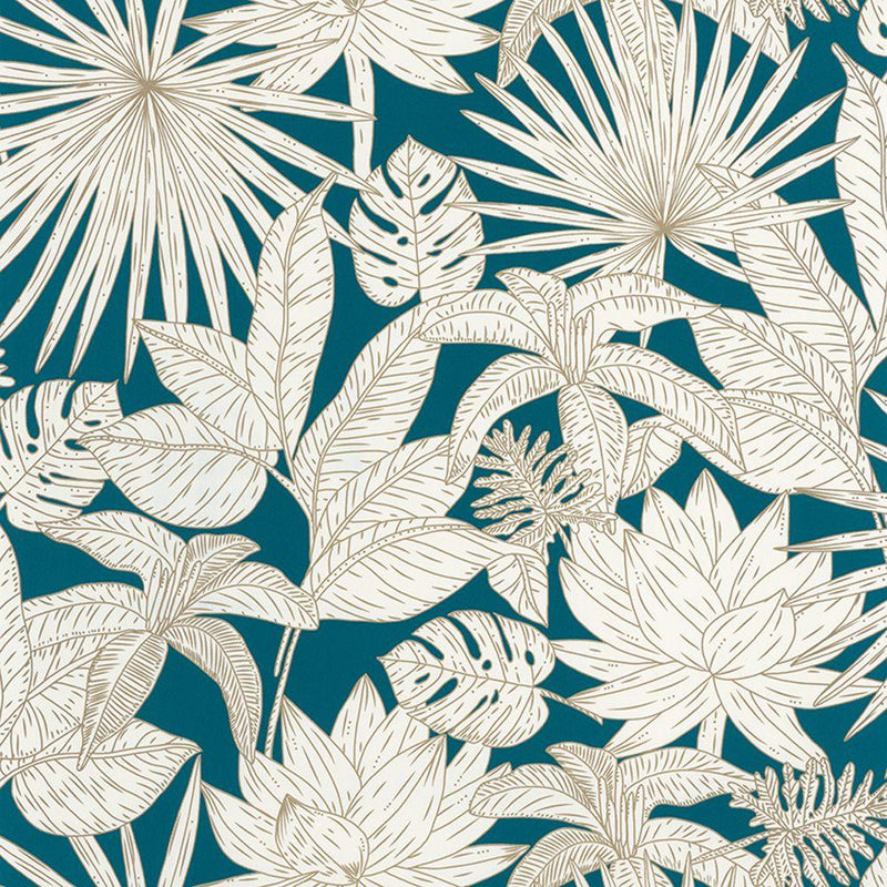 Hawai Wallpaper - Peacock Blue