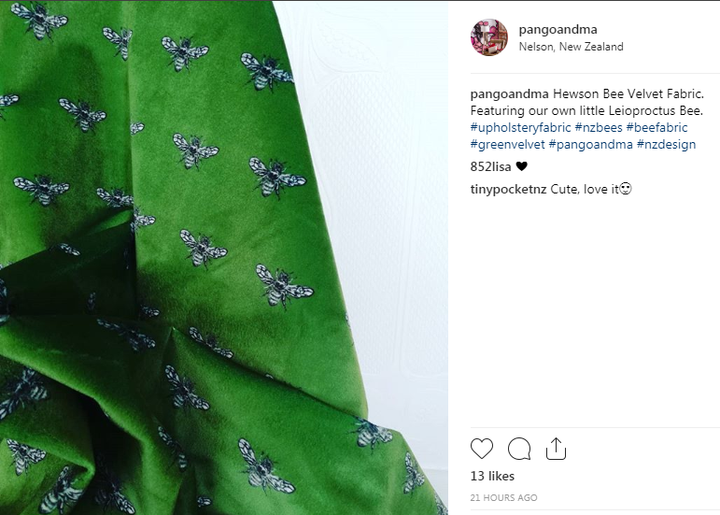 Hewson Bee Velvet Fabric - Green