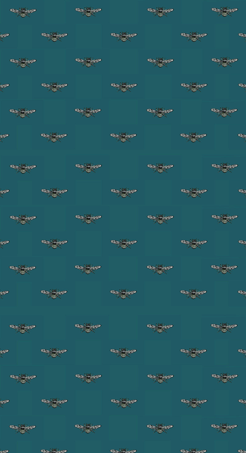 Hewson Bee Wallpaper - Blue Allsorts