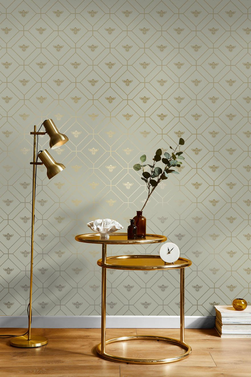 Honeycomb Bee Wallpaper - 4 Colours NZ-Wallpaper