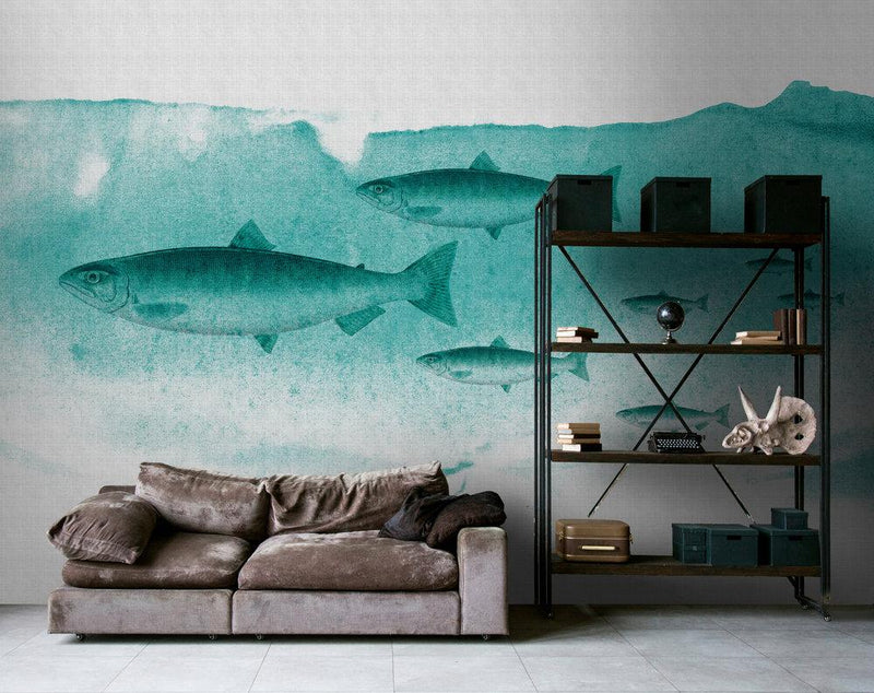 Into The Blue Mural Wallpaper - Green
