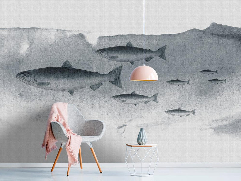 Into The Blue Mural Wallpaper - Grey