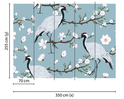 Japanese Cranes mural NZ-Mural