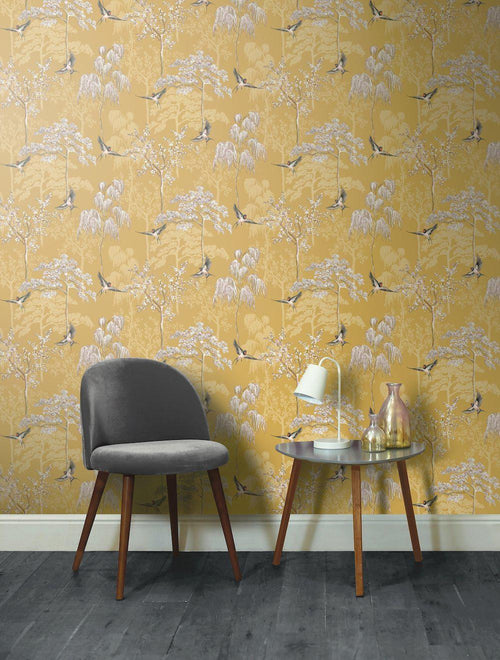 Japanese Garden Wallpaper - Ochre/Yellow