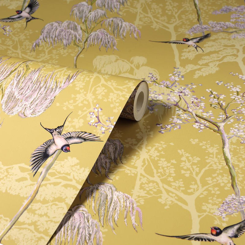 Japanese Garden Wallpaper - Ochre/Yellow
