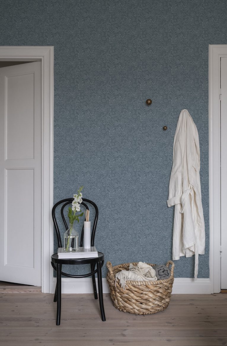 Jenny Floral Wallpaper - Dusky Blue