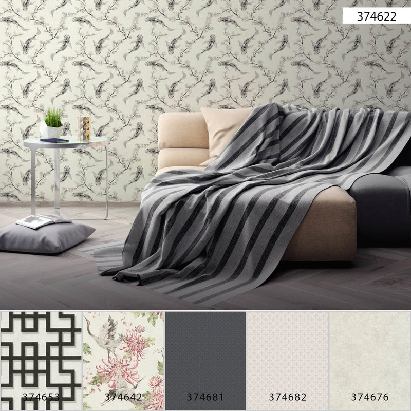 Koi and Blossom Wallpaper - 3 Colours NZ-Wallpaper