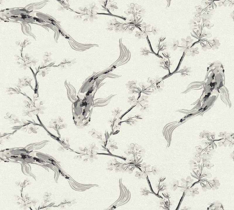 Koi and Blossom Wallpaper - 3 Colours