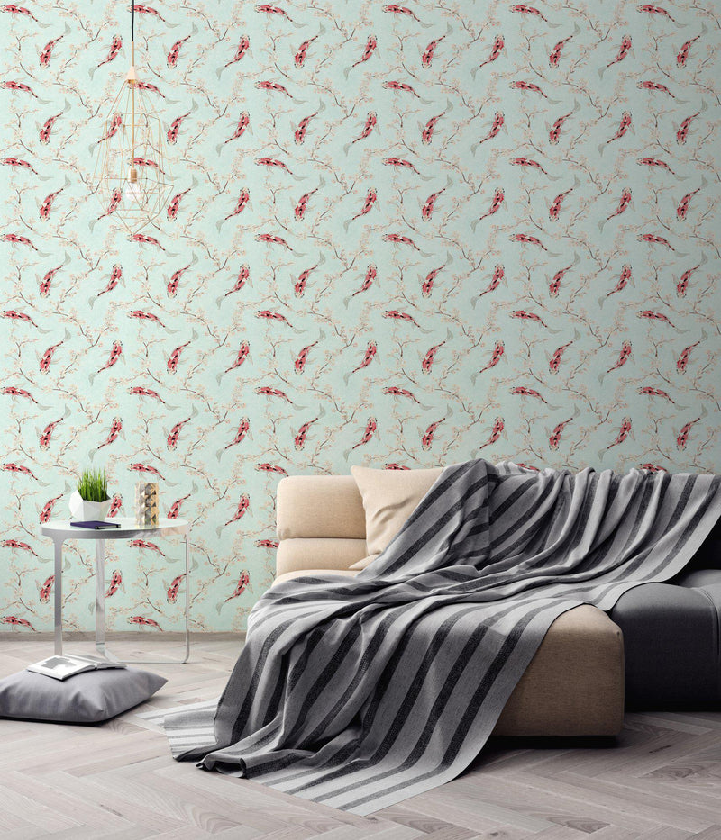 Koi and Blossom Wallpaper - 3 Colours NZ-Wallpaper
