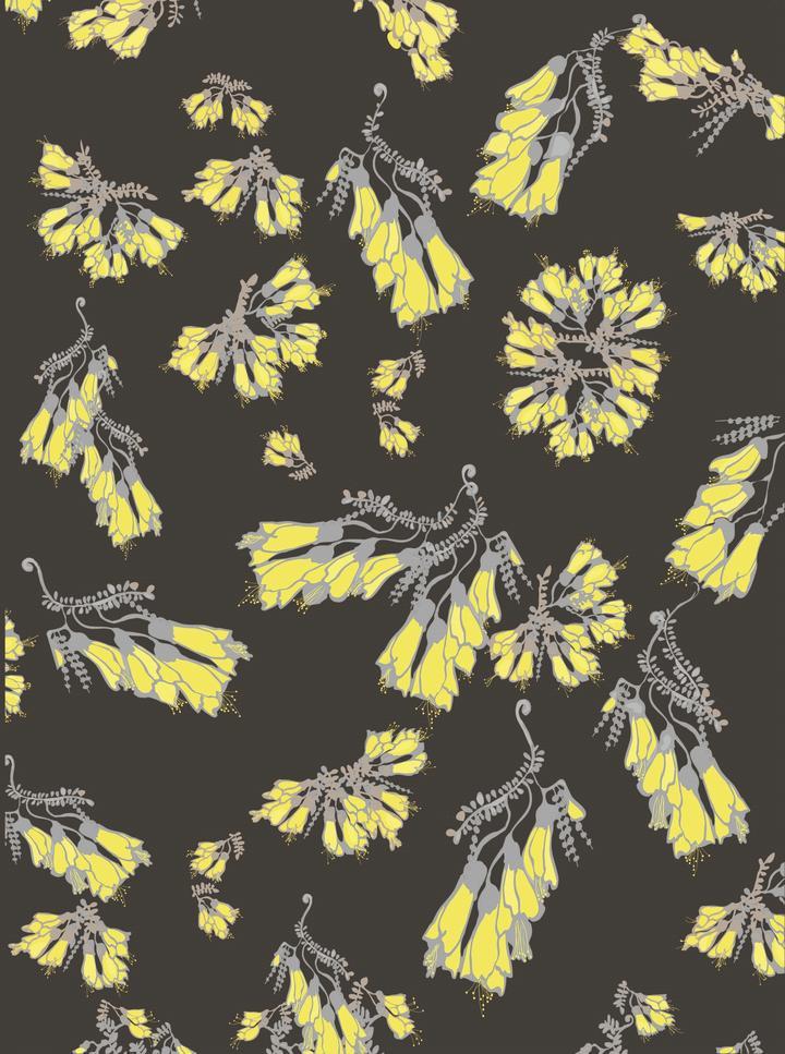 Kowhai Wallpaper - Charcoal
