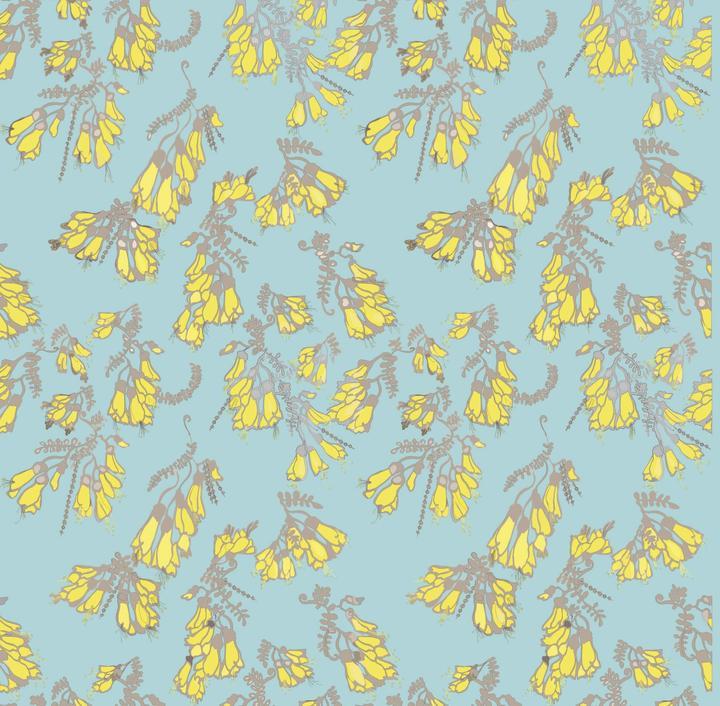 Kowhai Wallpaper - Baby Blue