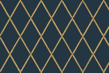 Lattice Leaf Fabric - Blue Dijon