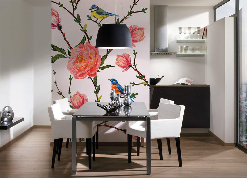 Little birds mural room shot
