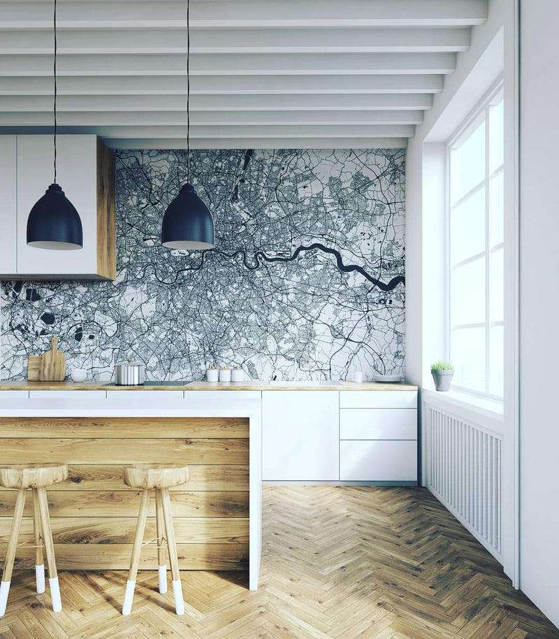 London Map Glass Splashback