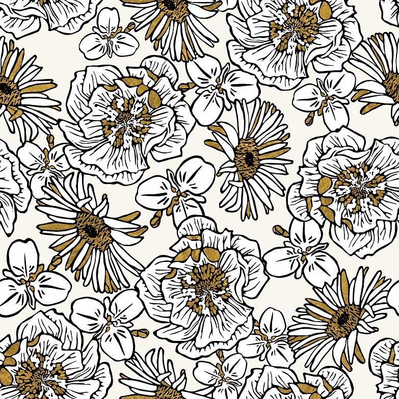 Mackenzie Country - White/Gold Wallpaper